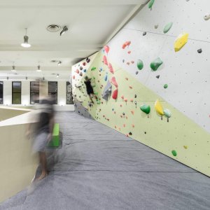 Our duplex climbing area provides additional wall space for a variety of routes. Expect fun and interesting angles that have routes friendly for beginners but also challenging problems for the experienced.